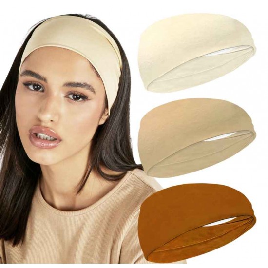 Women Headband Solid Twist Cotton Wide Turban Knotted Headwrap Girls Hairband