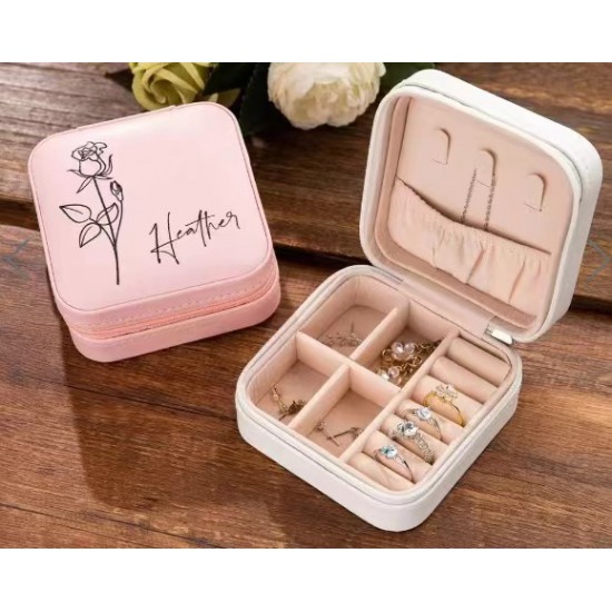 Portable Jewelry Box Travel Jewelry Zipper Box  Ring  Box