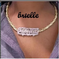 Personalized Nameplate Name Necklace Two-Tone Pendant Necklace Custom 3D Plated Double Choker For Women