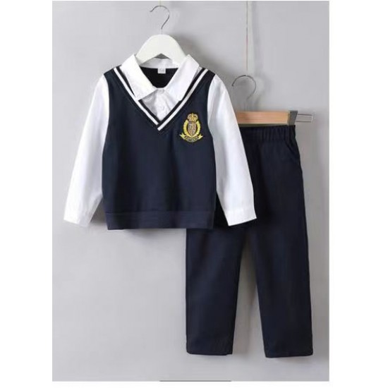 Sweater vest Women's striped Japanese sleeveless V-neck full match loose casual preschool style lovely student fashion+trousers Girl Suit