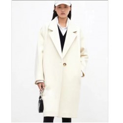 Popular autumn and winter simple long sleeve V-neck coat for women