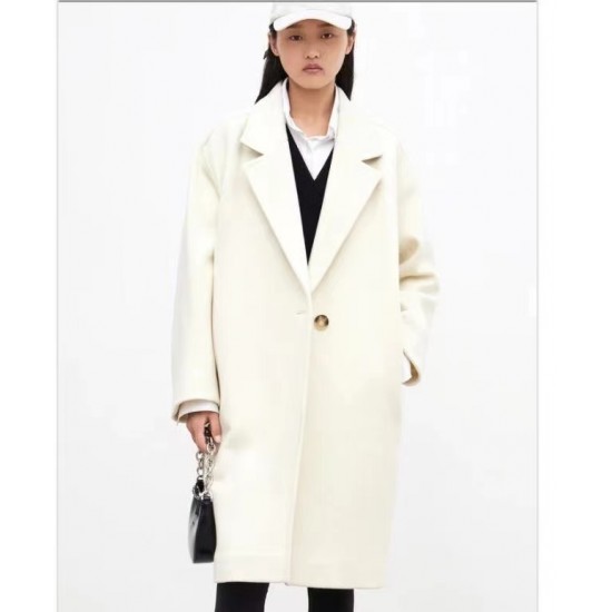 Popular autumn and winter simple long sleeve V-neck coat for women