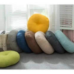 Pure Color Thickening Meditation Cushion Round Cotton Linen Cushion Tatami Mat Home Balcony Cushion