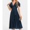 A-line V-Neck Tea-LengthChiffon Evening Dress WithCascading Ruffles