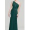 Sheath/column OneShoulder Floor-LengthChiffon Evening Dress WithBeading Cascading RufflesAppliques Lace Sequins