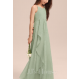 A line V Neck Floor Length Chiffon Junior Bridesmaid Dress With Cascading