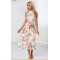 Ruffle Floral Print Halter High Neck Vacation A-line Satin Asymmetrical Midi Dresses