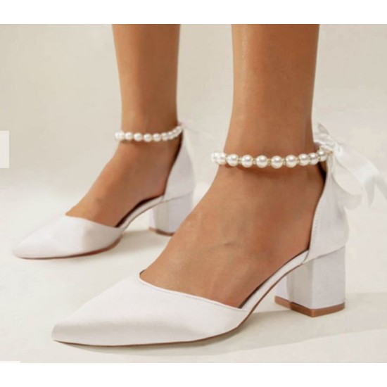 Women's Wedding Shoes Satin Point Toe Wedding Heels Bridal Shoes  ﻿