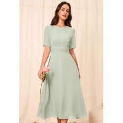 Scoop Elegant A line Polyester Midi Dresses