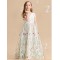 A line V Neck Asymmetrical Chiffon Junior Bridesmaid Dress With Pleated ﻿