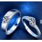 Round Cut Stainless steel Adjustable Couple's Wedding Rings With Side Stones