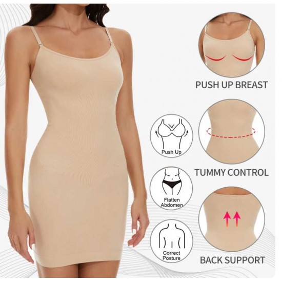 Seamless Shapewear Control Slips for Under Dresses Women Smooth Body Shaper Tummy Control Full Slip Slimming Cami Slip