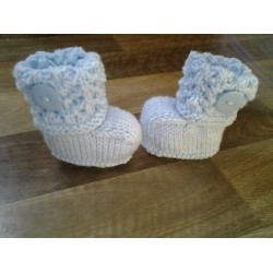 Blue baby boys hand knitted booties 0-3 Months