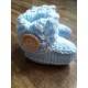 2 pairs baby booties hand knitted  1 blue 1 cream 0-3 Months