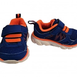 Baby Toddler Boys BRIGHT BLUE & ORANGE ATHLETIC TENNIS SHOES Easy Fasten SIZE 3