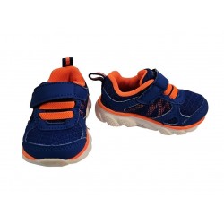 Baby Toddler Boys BRIGHT BLUE & ORANGE ATHLETIC TENNIS SHOES Easy Fasten SIZE 3