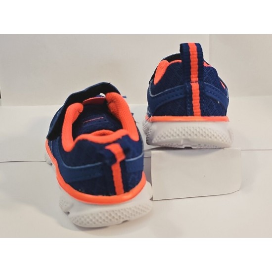 Baby Toddler Boys BRIGHT BLUE & ORANGE ATHLETIC TENNIS SHOES Easy Fasten SIZE 3