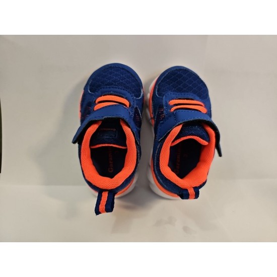 Baby Toddler Boys BRIGHT BLUE & ORANGE ATHLETIC TENNIS SHOES Easy Fasten SIZE 3