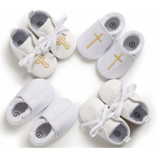 Newborn Baby Boy Girl Crib Shoes Infant Christening Shoes Soft Sole Trainers 