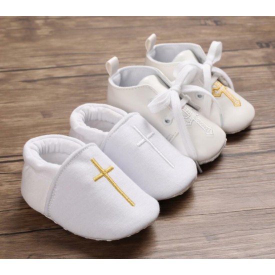 Newborn Baby Boy Girl Crib Shoes Infant Christening Shoes Soft Sole Trainers 