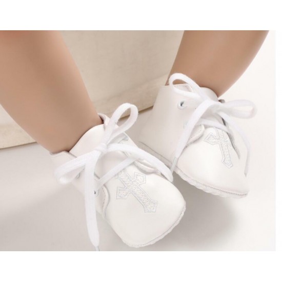 Newborn Baby Boy Girl Crib Shoes Infant Christening Shoes Soft Sole Trainers 
