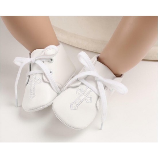 Newborn Baby Boy Girl Crib Shoes Infant Christening Shoes Soft Sole Trainers 