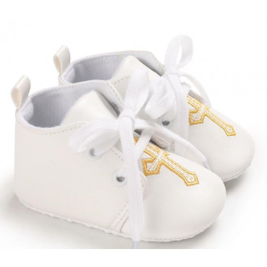 Newborn Baby Boy Girl Crib Shoes Infant Christening Shoes Soft Sole Trainers 