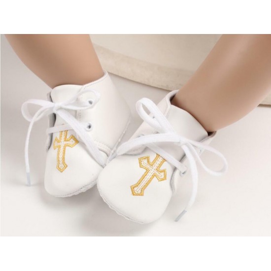 Newborn Baby Boy Girl Crib Shoes Infant Christening Shoes Soft Sole Trainers 