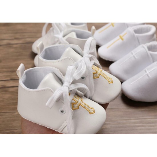Newborn Baby Boy Girl Crib Shoes Infant Christening Shoes Soft Sole Trainers 