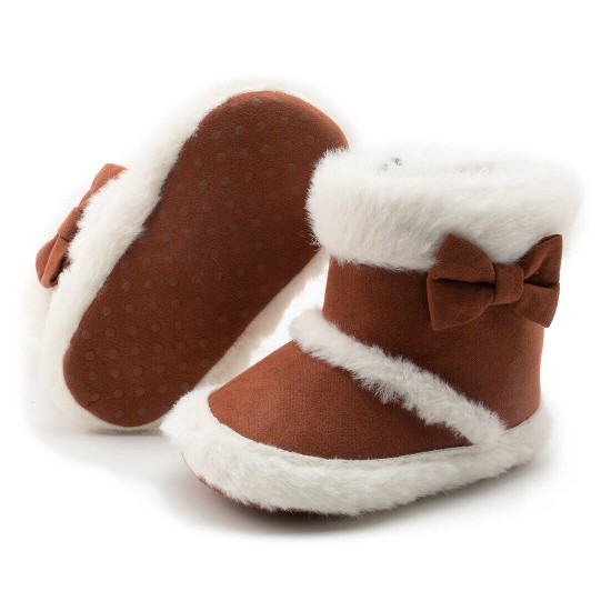 Baby Boy Girl Crib Shoes High Top Infant Toddler Warm Snow Boots Newborn to 18M