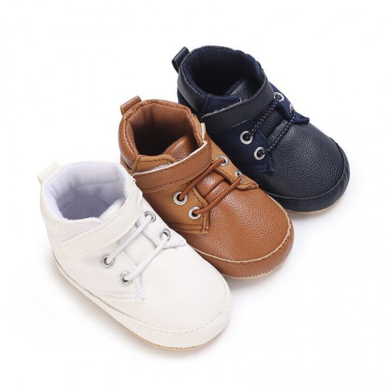 Newborn Baby Boy Crib Shoes Infant Child High Top Boots PreWalker Trainers 0-18M