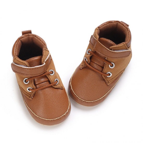 Newborn Baby Boy Crib Shoes Infant Child High Top Boots PreWalker Trainers 0-18M