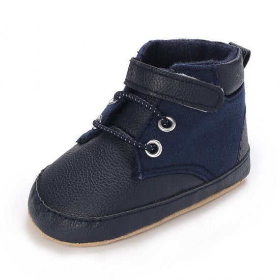 Newborn Baby Boy Crib Shoes Infant Child High Top Boots PreWalker Trainers 0-18M