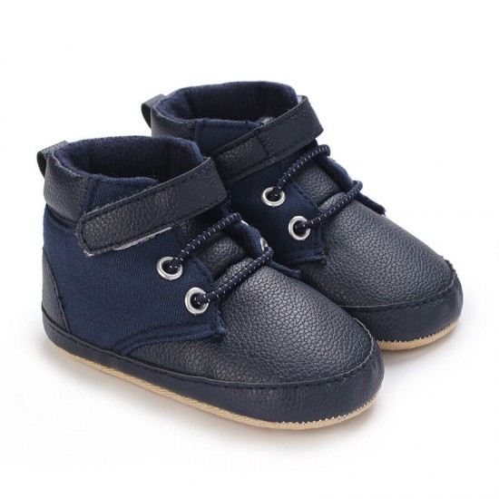 Newborn Baby Boy Crib Shoes Infant Child High Top Boots PreWalker Trainers 0-18M