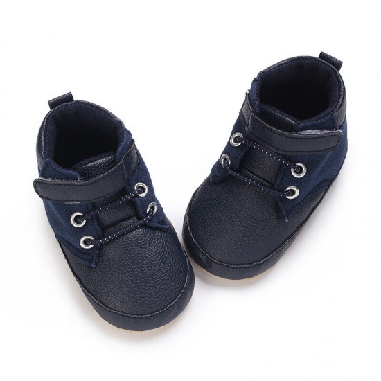 Newborn Baby Boy Crib Shoes Infant Child High Top Boots PreWalker Trainers 0-18M