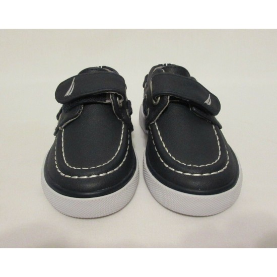 Toddler Boys Size 6 US NAUTICA Navy Blue Boat Shoes Hook and Loop Easy On NEW!