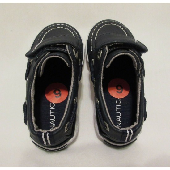 Toddler Boys Size 6 US NAUTICA Navy Blue Boat Shoes Hook and Loop Easy On NEW!