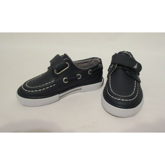Toddler Boys Size 6 US NAUTICA Navy Blue Boat Shoes Hook and Loop Easy On NEW!
