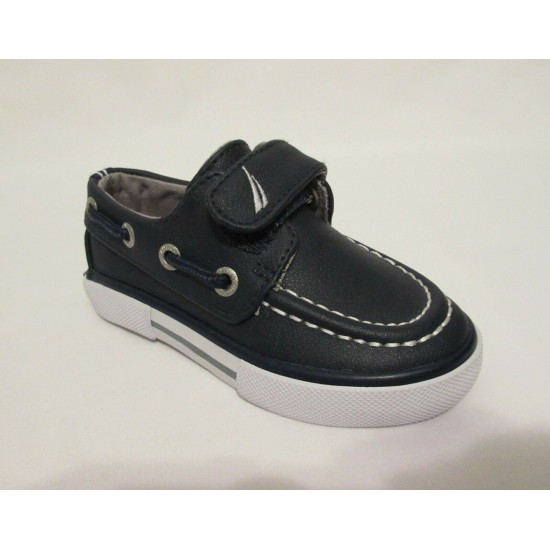 Toddler Boys Size 6 US NAUTICA Navy Blue Boat Shoes Hook and Loop Easy On NEW!