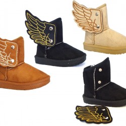 New Kids Boots Toddler Boys Girls Adorable Angles's Wing Suede Fashion Shoe-2033