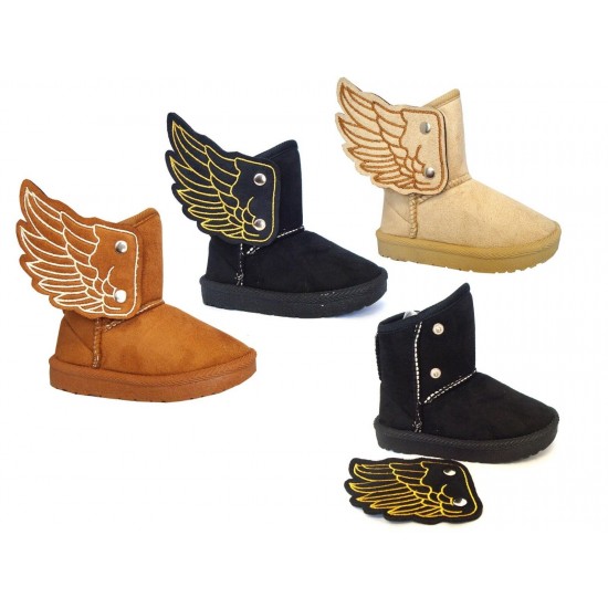 New Kids Boots Toddler Boys Girls Adorable Angles's Wing Suede Fashion Shoe-2033