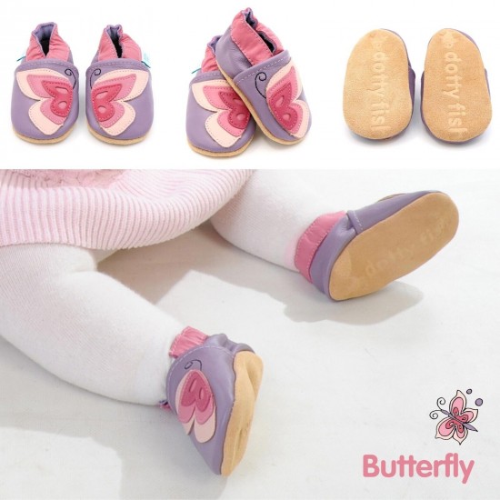 Dotty Fish Soft Sole Leather Baby Shoes Toddler Infant Girls/Boys 0-6mth- 4-5yrs