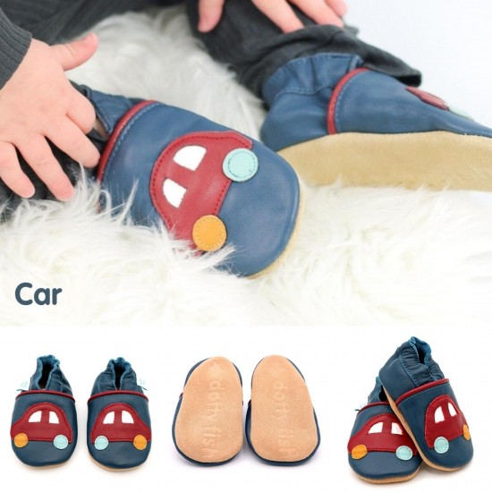 Dotty Fish Soft Sole Leather Baby Shoes Toddler Infant Girls/Boys 0-6mth- 4-5yrs