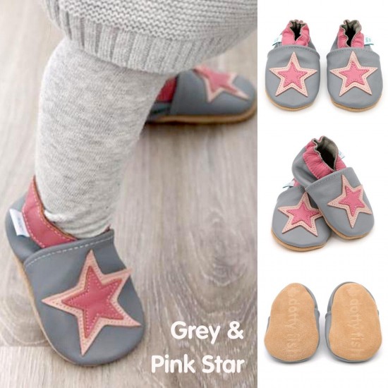 Dotty Fish Soft Sole Leather Baby Shoes Toddler Infant Girls/Boys 0-6mth- 4-5yrs