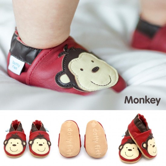 Dotty Fish Soft Sole Leather Baby Shoes Toddler Infant Girls/Boys 0-6mth- 4-5yrs