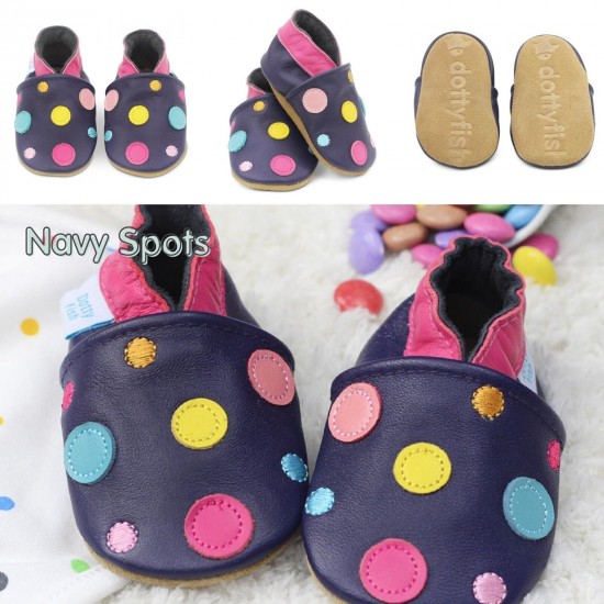 Dotty Fish Soft Sole Leather Baby Shoes Toddler Infant Girls/Boys 0-6mth- 4-5yrs