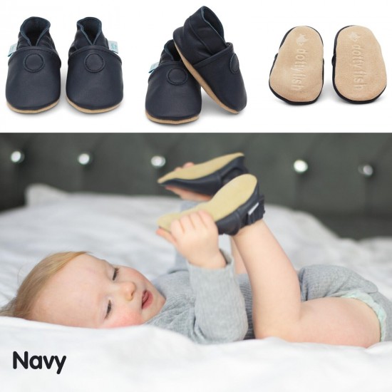 Dotty Fish Soft Sole Leather Baby Shoes Toddler Infant Girls/Boys 0-6mth- 4-5yrs