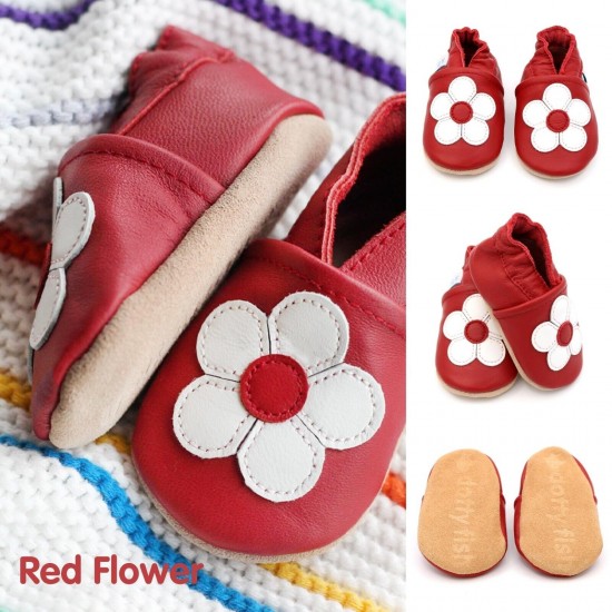 Dotty Fish Soft Sole Leather Baby Shoes Toddler Infant Girls/Boys 0-6mth- 4-5yrs