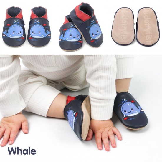 Dotty Fish Soft Sole Leather Baby Shoes Toddler Infant Girls/Boys 0-6mth- 4-5yrs