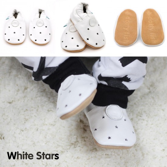 Dotty Fish Soft Sole Leather Baby Shoes Toddler Infant Girls/Boys 0-6mth- 4-5yrs